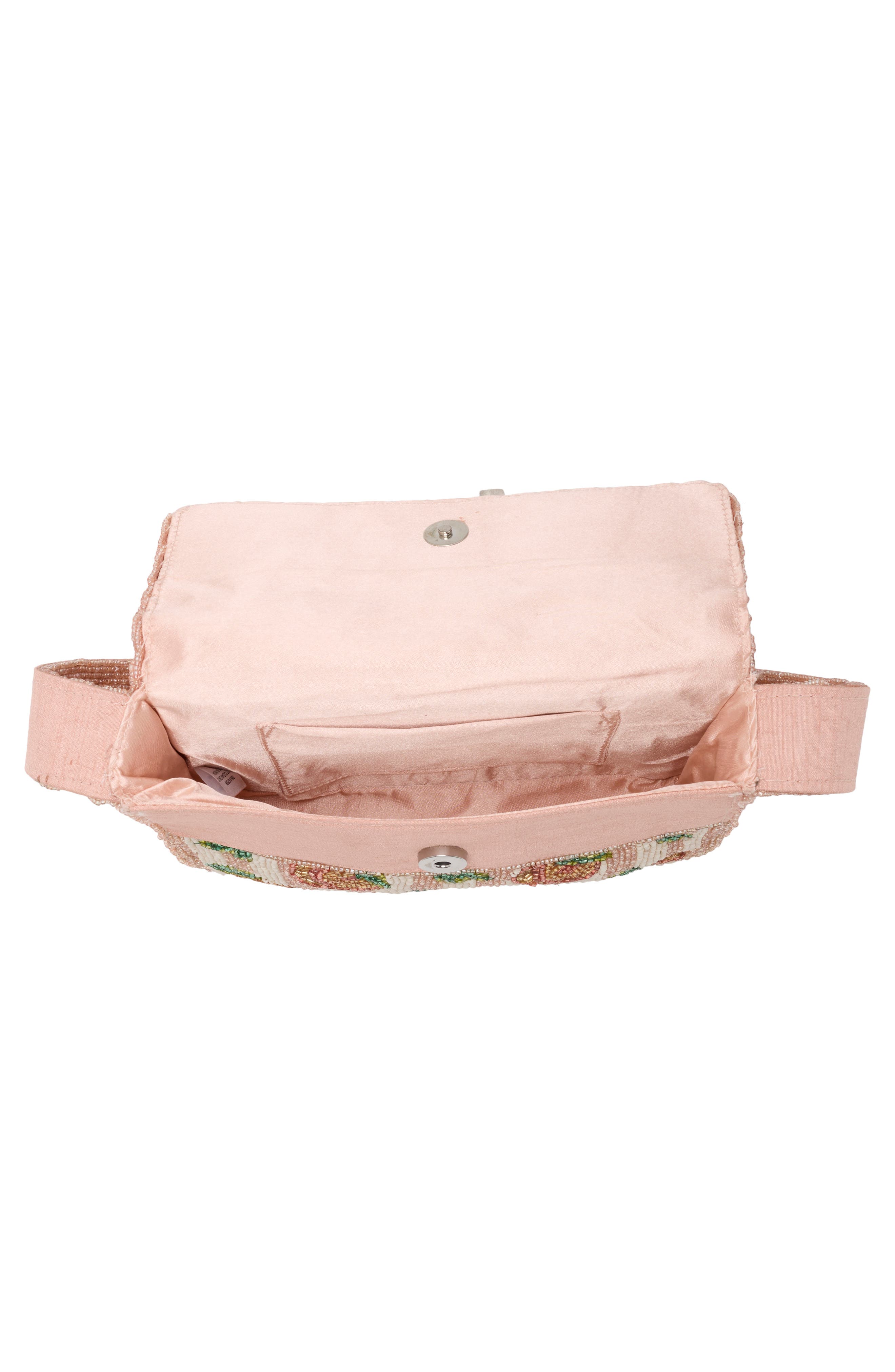 Stripe Peaches Beaded Shoulder Bag, Alternate, color, PEACH MULTI