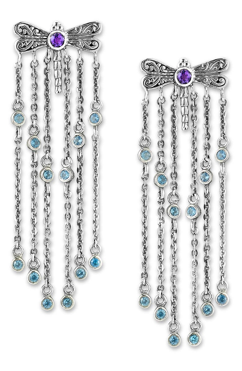 SAMUEL B. Dragonfly Chain Drop Earrings, Main, color, Blue