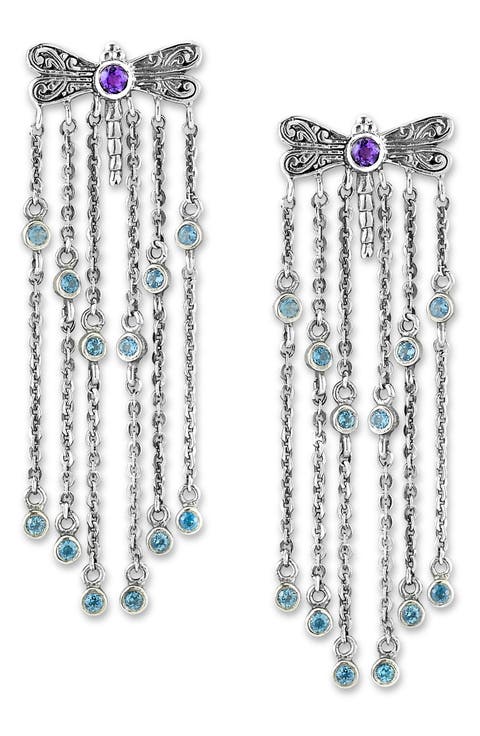 Dragonfly Chain Drop Earrings