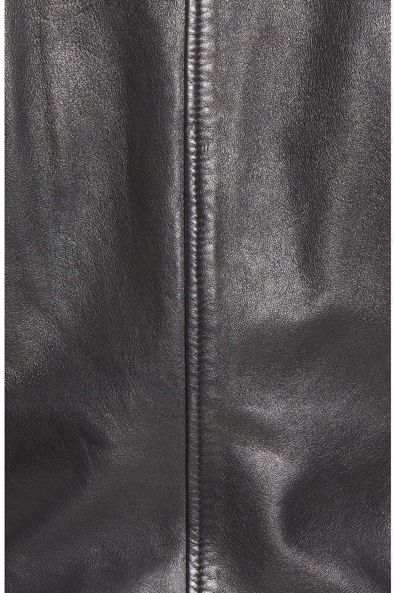 Zip Front Leather Jacket, Alternate, color, BLACK