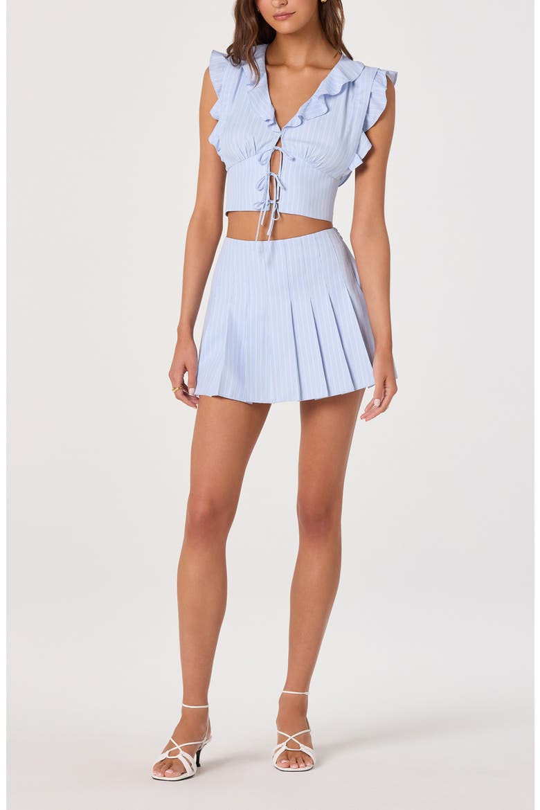 Zira Stripe Ruffle Crop Top, Alternate, color, BLUE STRIPE