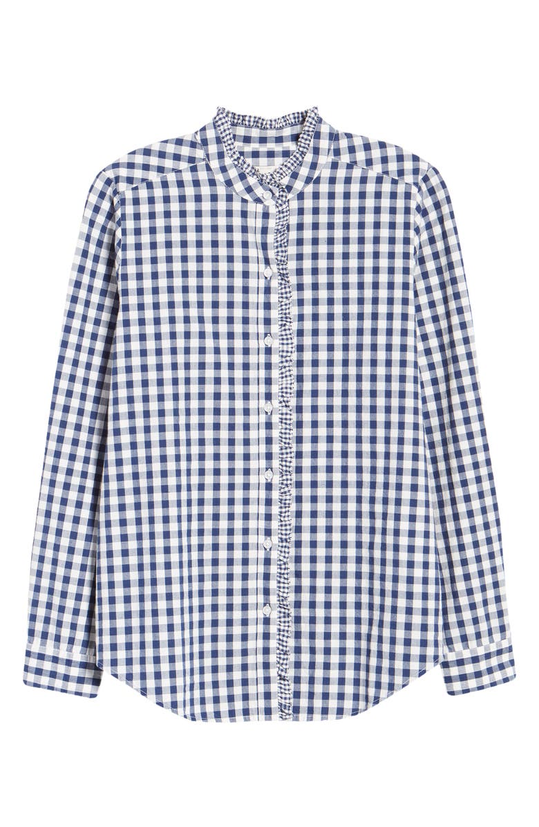 Lucky Brand Ruffle Trim Gingham Cotton Shirt, Alternate, color,