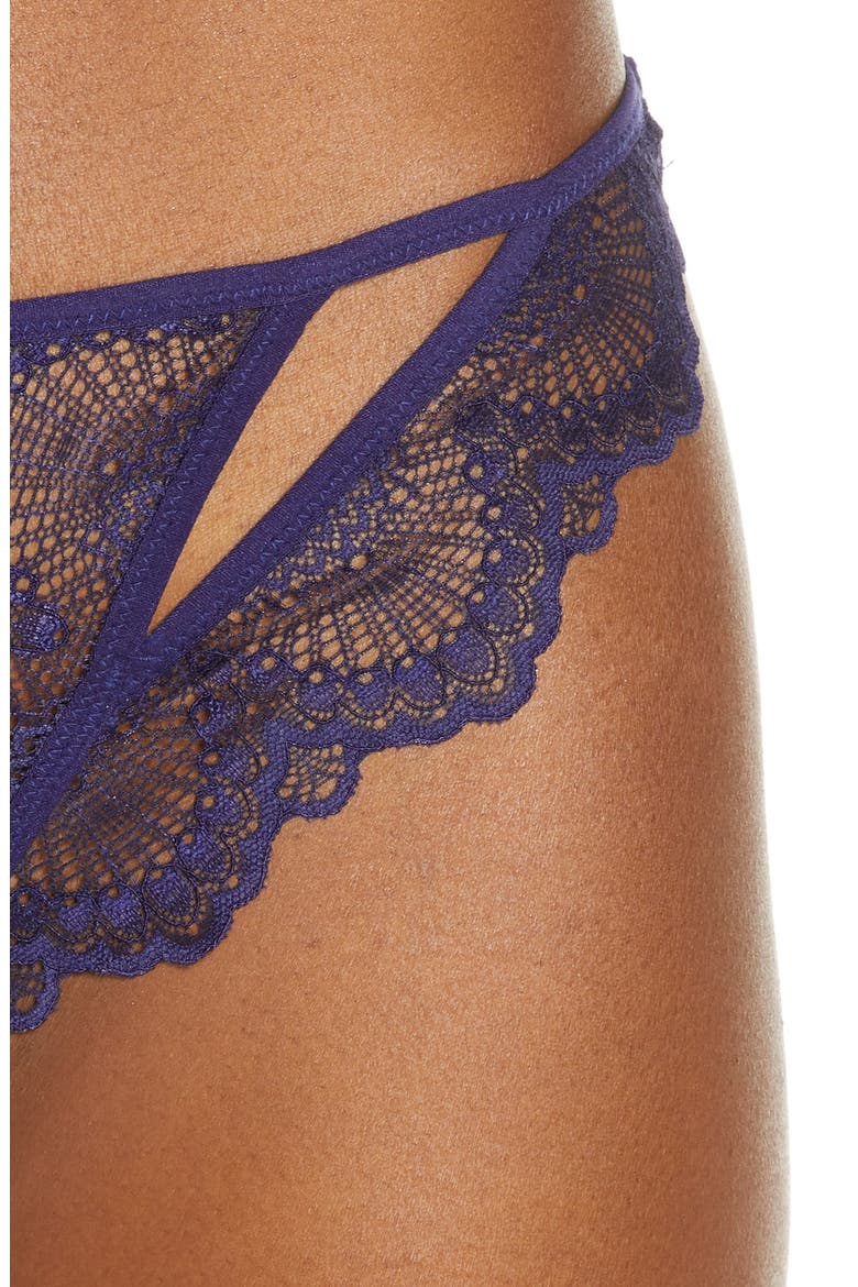 Kane Cutout Lace Thong, Alternate, color, NAVY