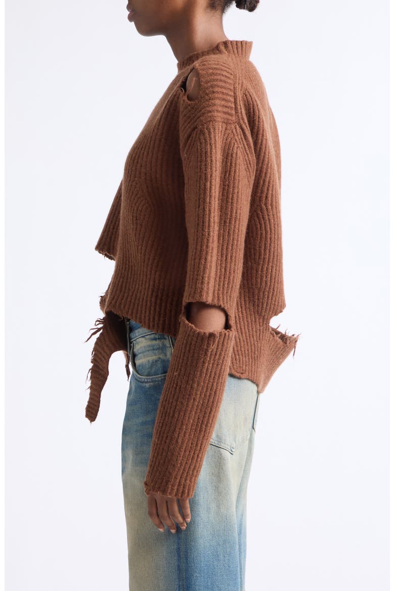Ozie Destroyed Rib Merino Wool Sweater (Nordstrom Exclusive), Alternate, color, TABAC