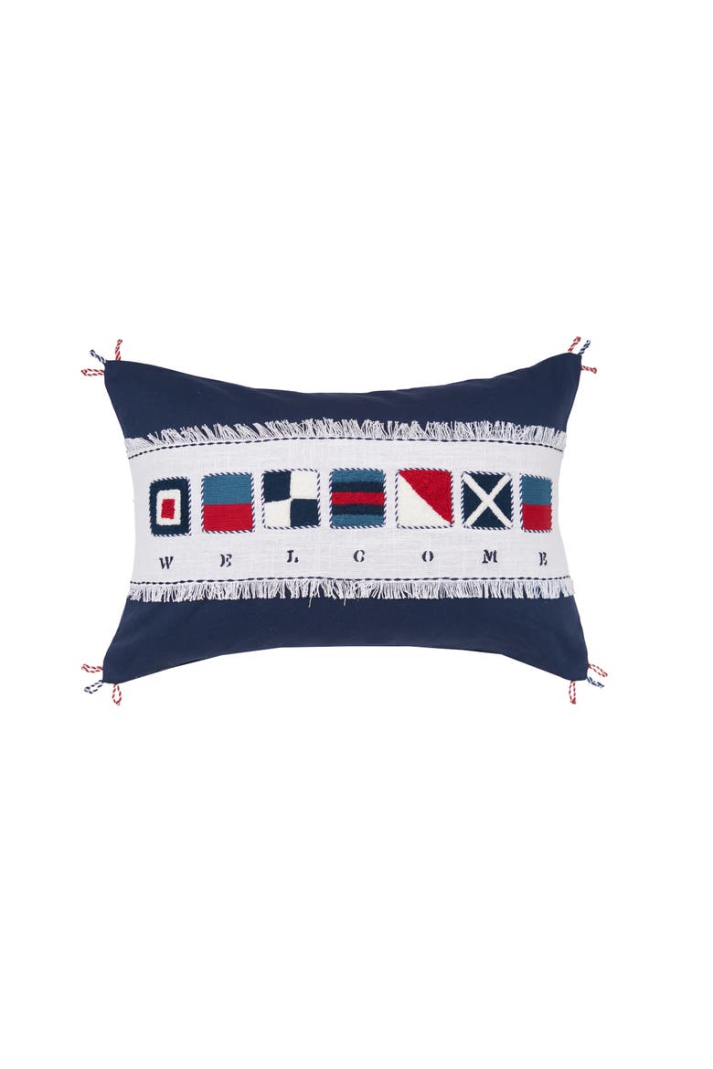Nautical Flag Accent Pillow, Main, color, Blue
