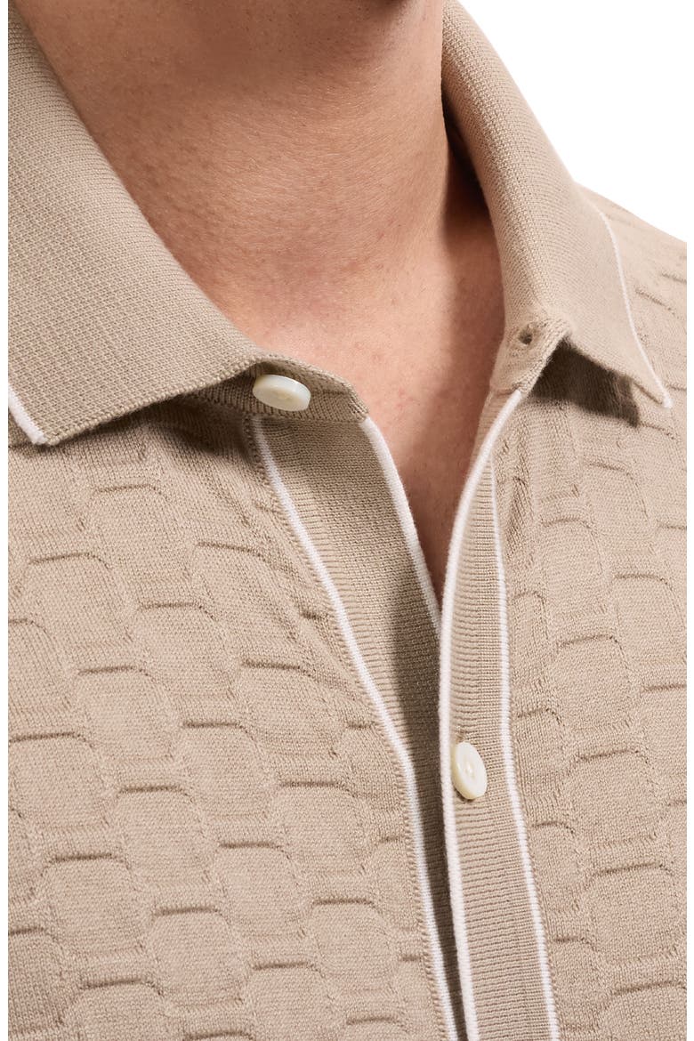 Short Sleeve Full Button Sweater, Alternate, color, COBBLESTONE