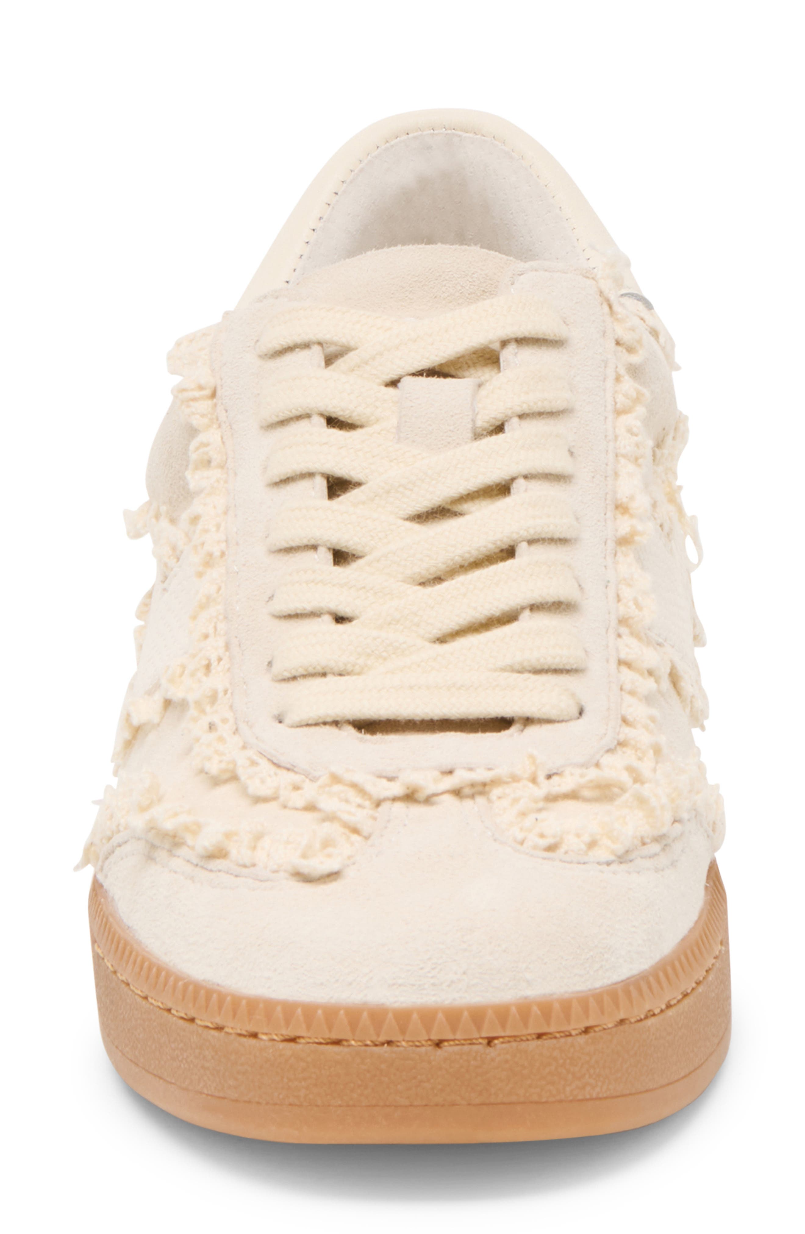 Dolce Vita Notice Lace Trim Sneaker, Alternate, color, Ivory Suede