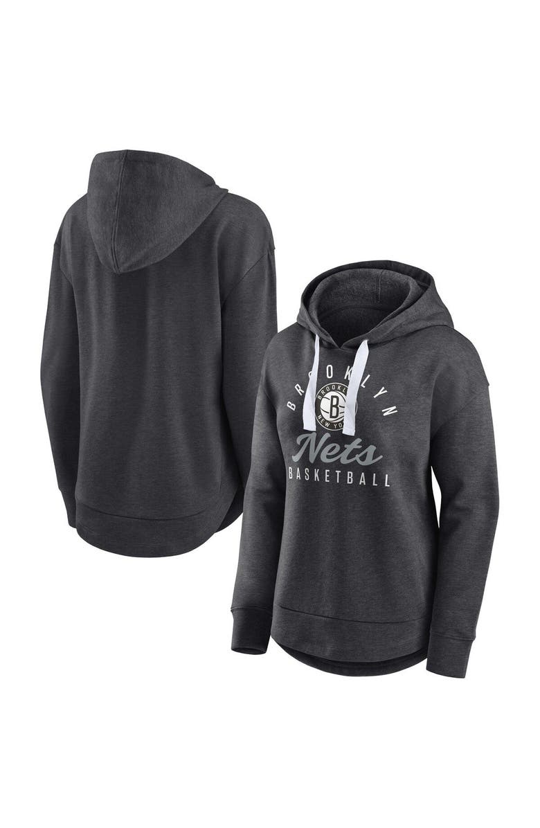 FANATICS Women's Fanatics Branded Heather Charcoal Brooklyn Nets Iconic Distribution Pullover Hoodie, Main, color, Heather Charcoal