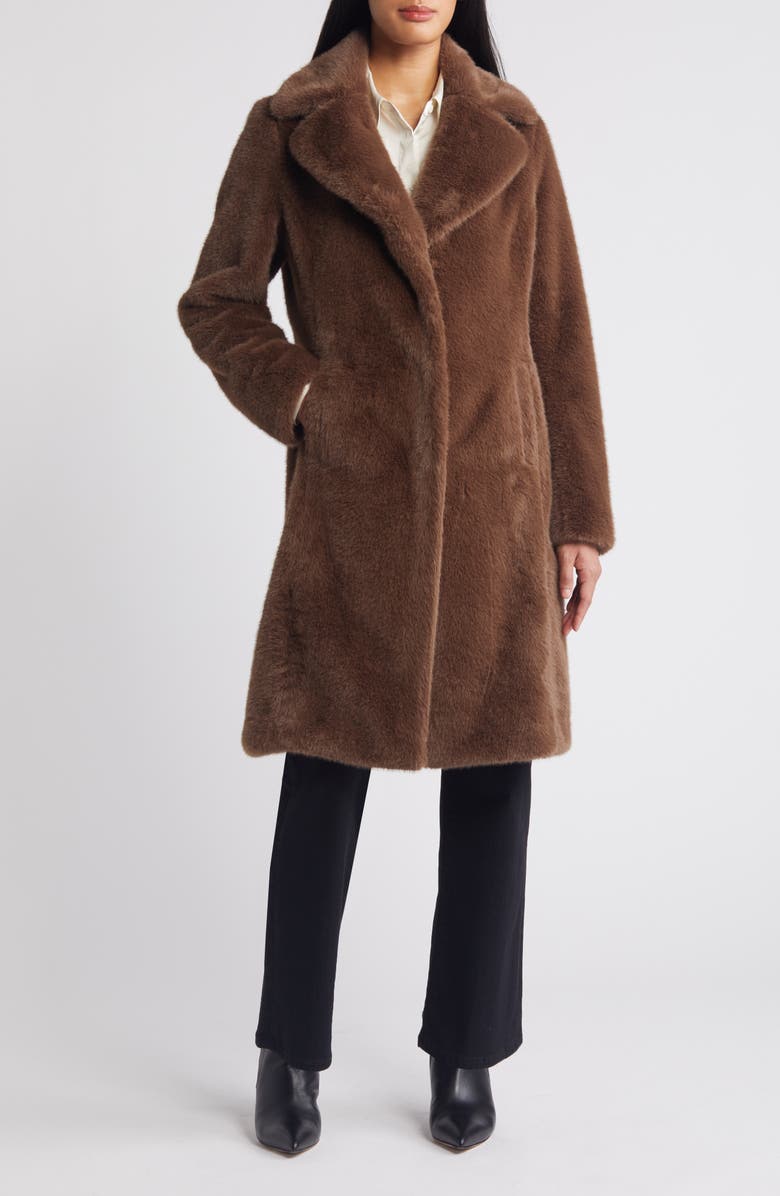 Via Spiga Reefer Longline Faux Fur Coat, Main, color, 