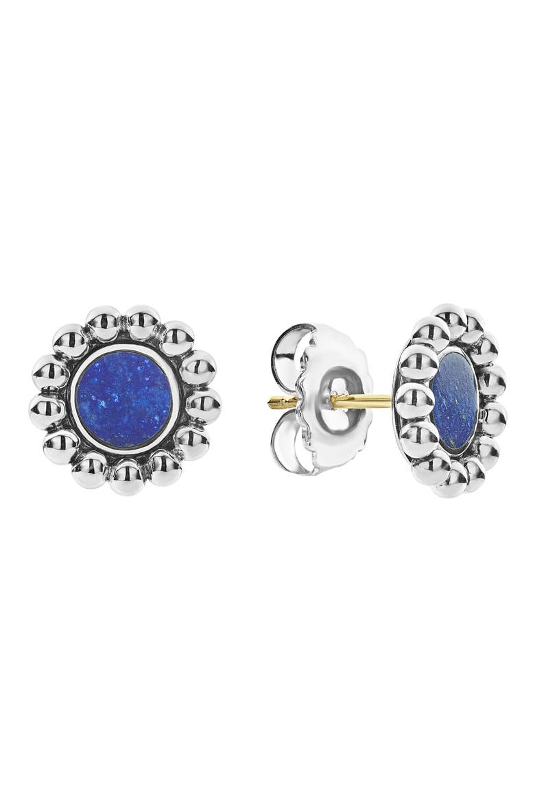 Maya Circle Stud Earrings, Alternate, color, SILVER/ LAPIS
