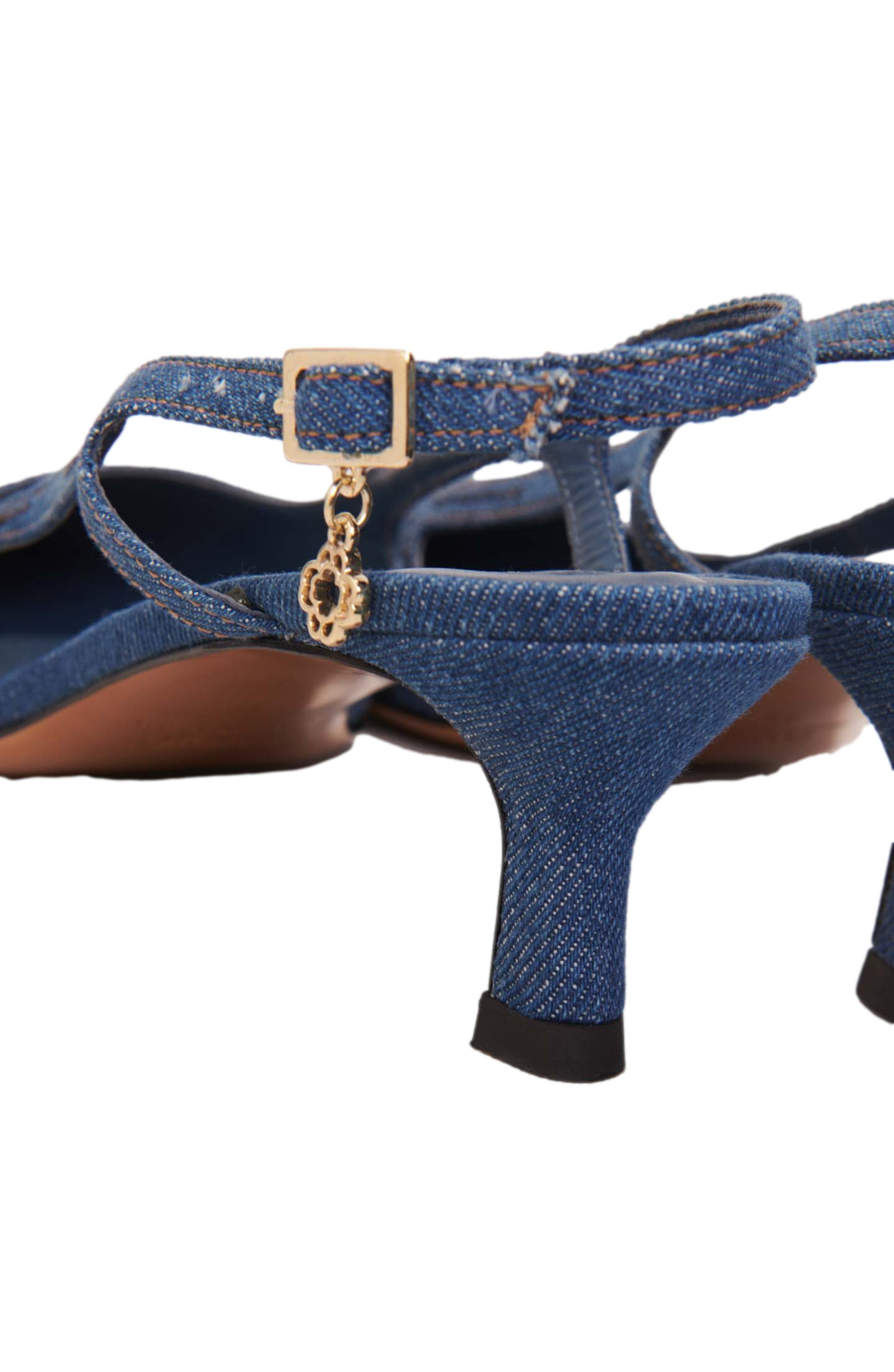 maje Slingback pump in rhinestone denim, Alternate, color, 