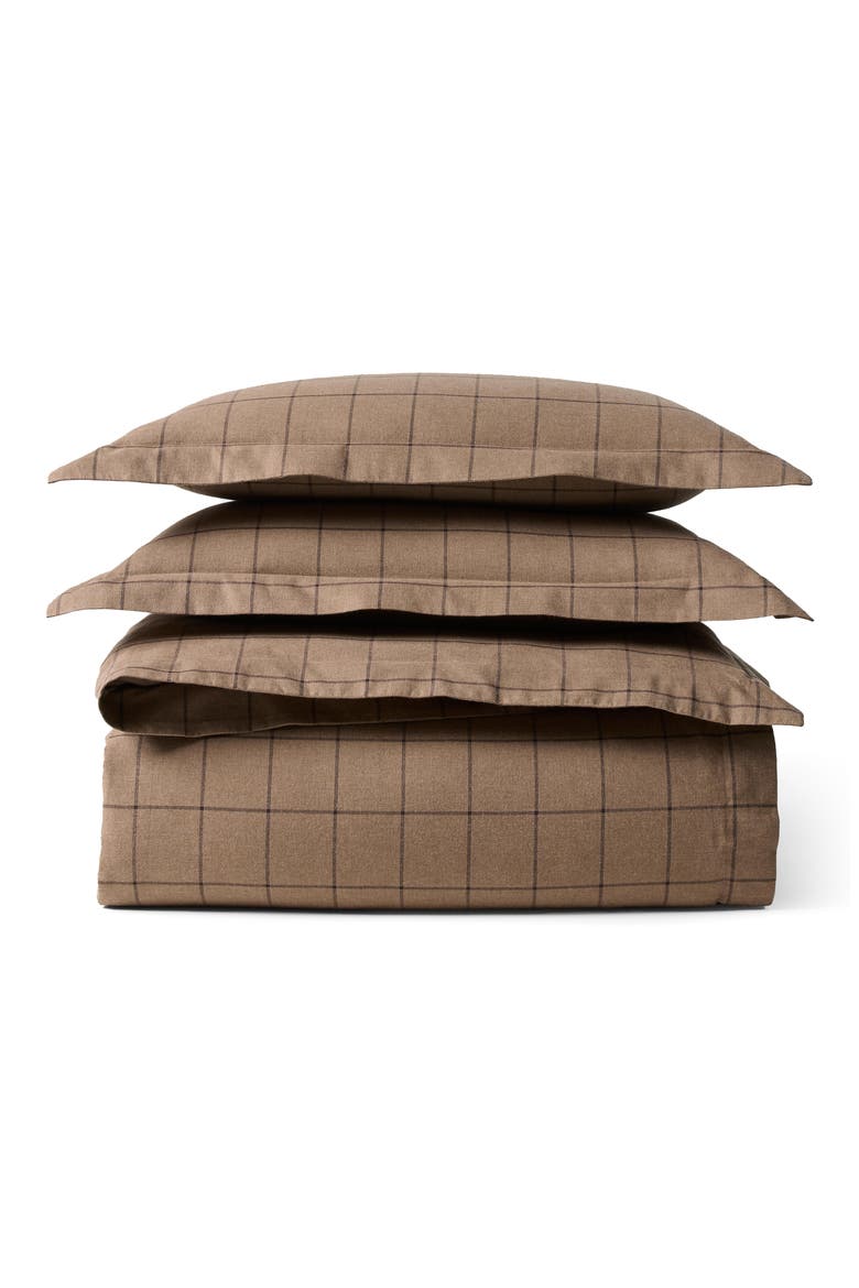 Ledger Windowpane Plaid Cotton Twill Duvet Cover & Sham Set, Alternate, color, CINNAMON