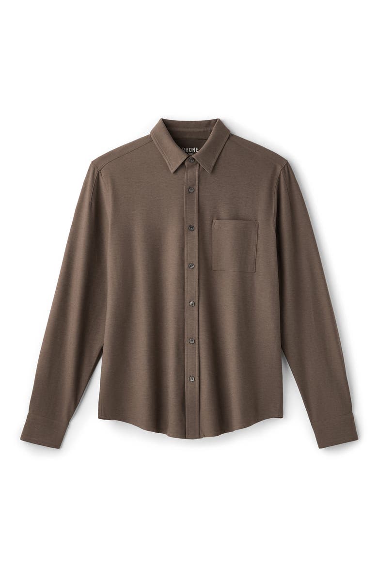 WFH Knit Button-Up Shirt, Alternate, color, MUSHROOM BROWN