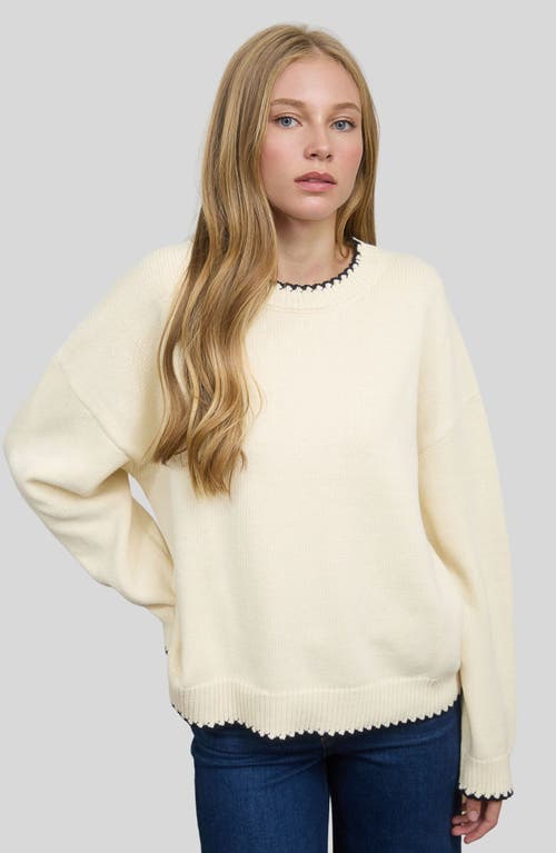 Blu Pepper Crewneck Cotton Blend Sweater In Neutral