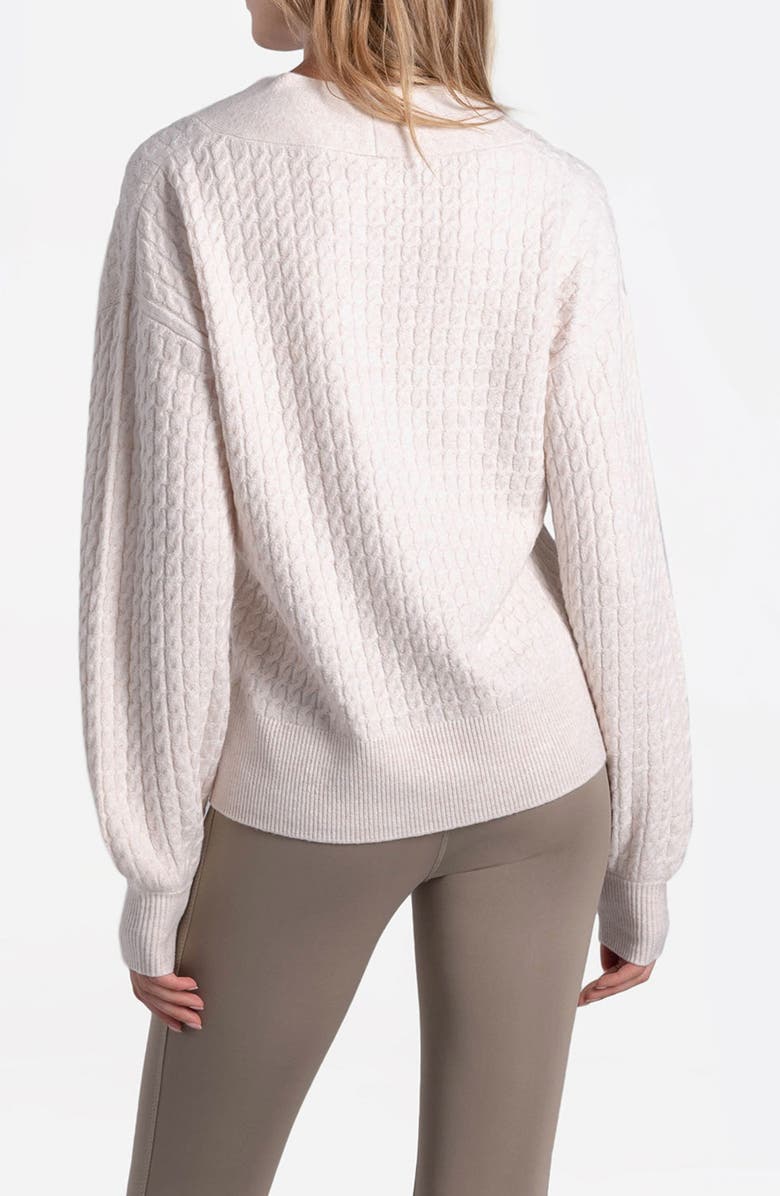 Lole Camille Cable Knit Pullover Sweater, Alternate, color, Dew Heather