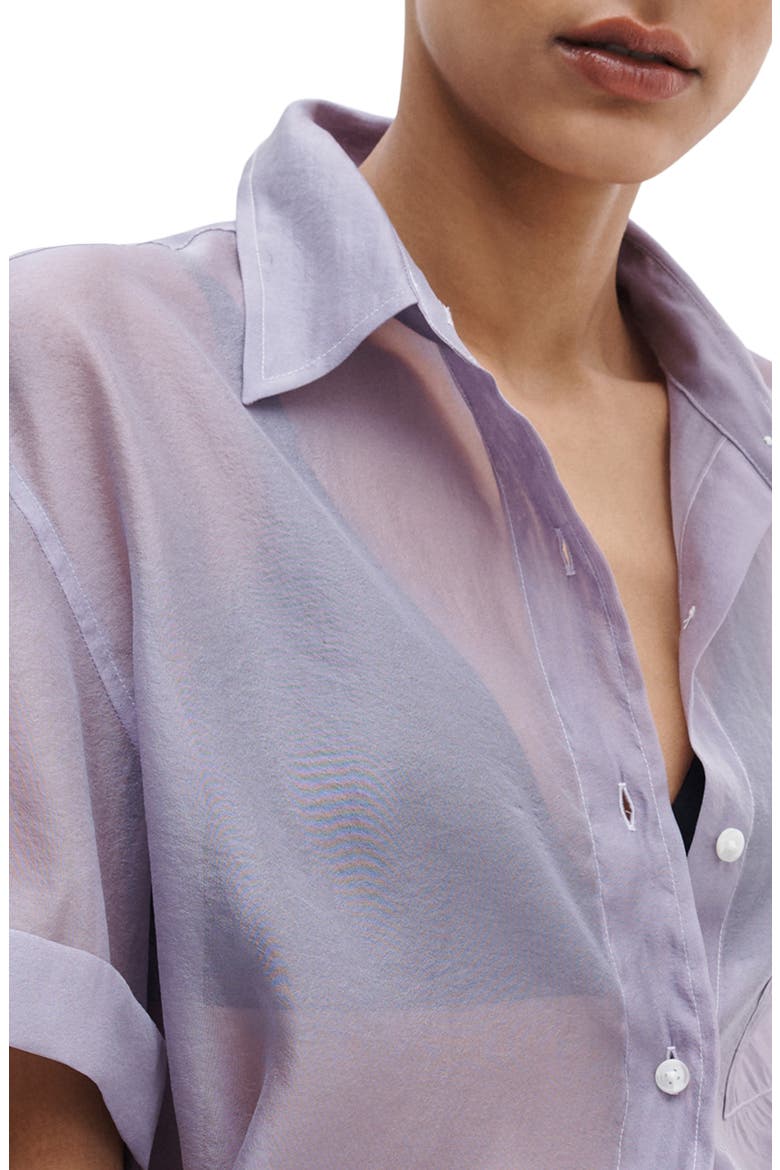 Connie Organza Button-Up Shirt, Alternate, color, LILAC