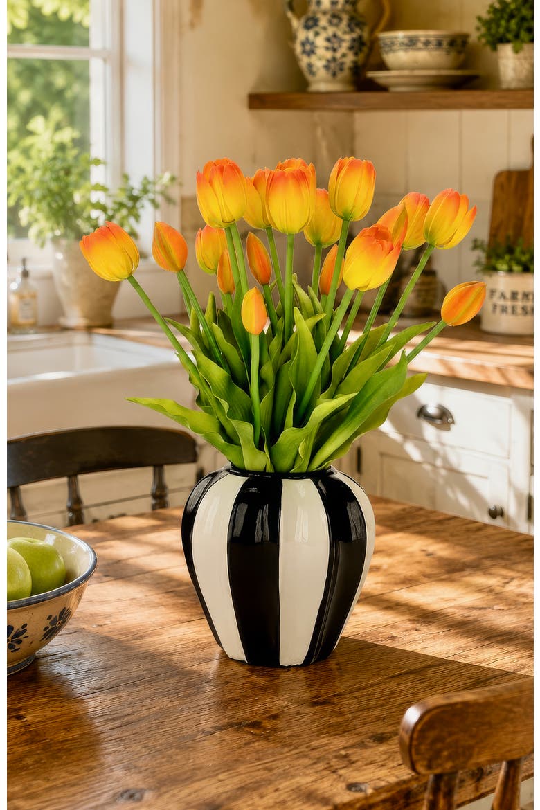 Tulip Floral Arrangement  in Vase, Alternate, color, Tangerine Orange