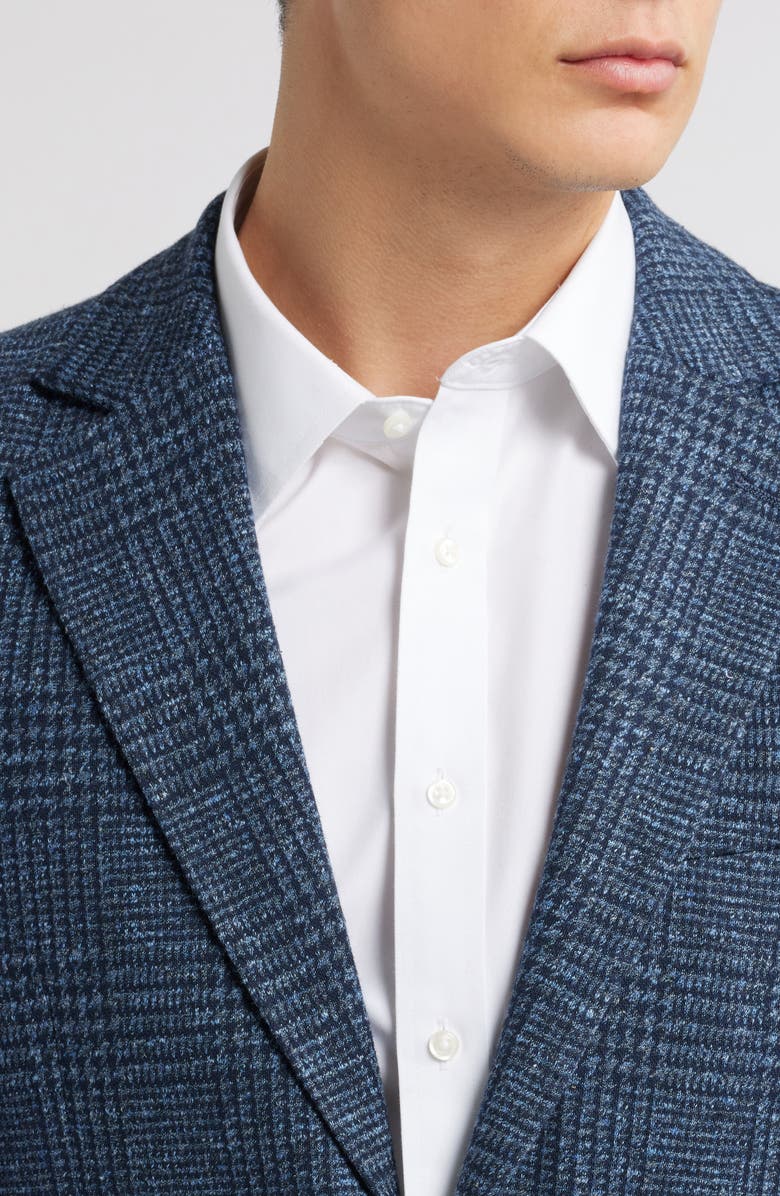 Nordstrom Henrik Trim Fit Italian Knit Cotton Blend Jacket, Alternate, color, Navy Pepe Texture Plaid