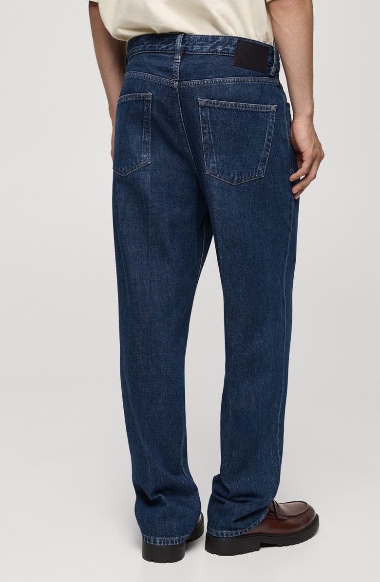 MANGO Creased Relaxed Fit Jeans, Alternate, color, Dark Blue