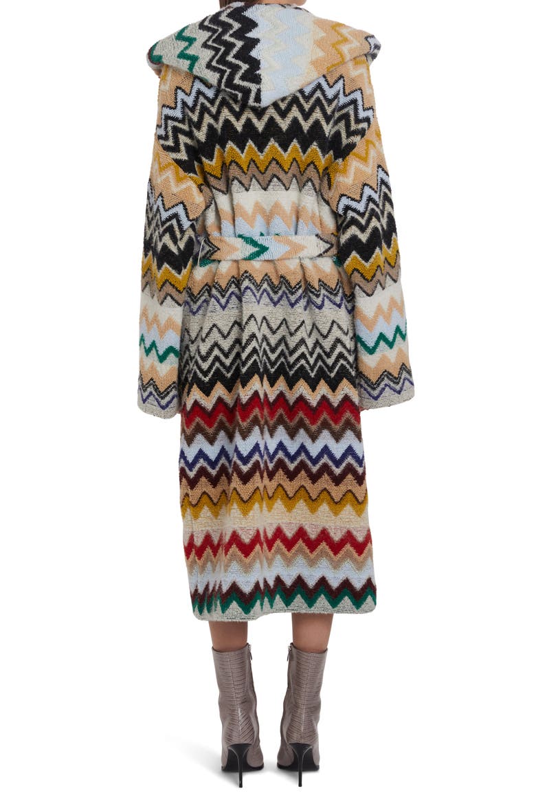 Chevron Stripe Hooded Sweater Coat, Alternate, color, BEIGE MULTICOLOR