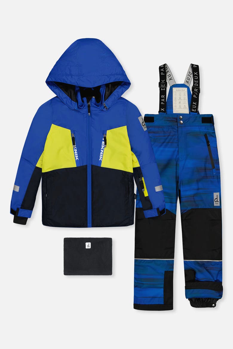 Teknik Jacket & Pants Two Piece Snowsuit, Main, color, Royal Blue and Yellow