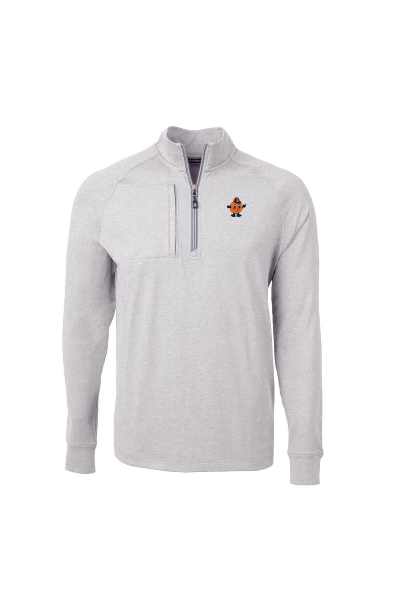 Cutter & Buck Men's Cutter & Buck Heather Gray Syracuse Orange Big & Tall Adapt Eco Knit Heather Quarter-Zip Top, Alternate, color, 