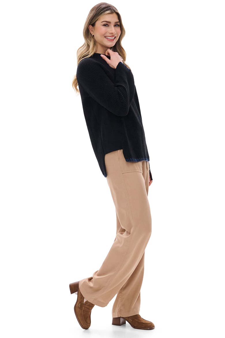 Side Zip Raglan Sweater, Alternate, color, BLACK