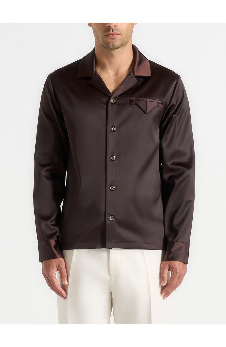 Manière De Voir Constant Satin Shirt, Alternate, color, Brown