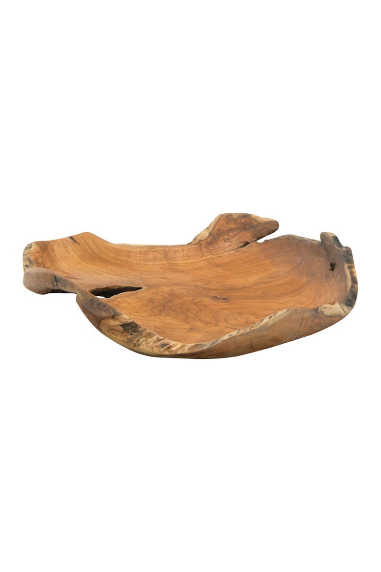 Decorative Hand-Carved Teak Wood Bowl, Main, color, Natural
