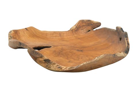 Decorative Hand-Carved Teak Wood Bowl