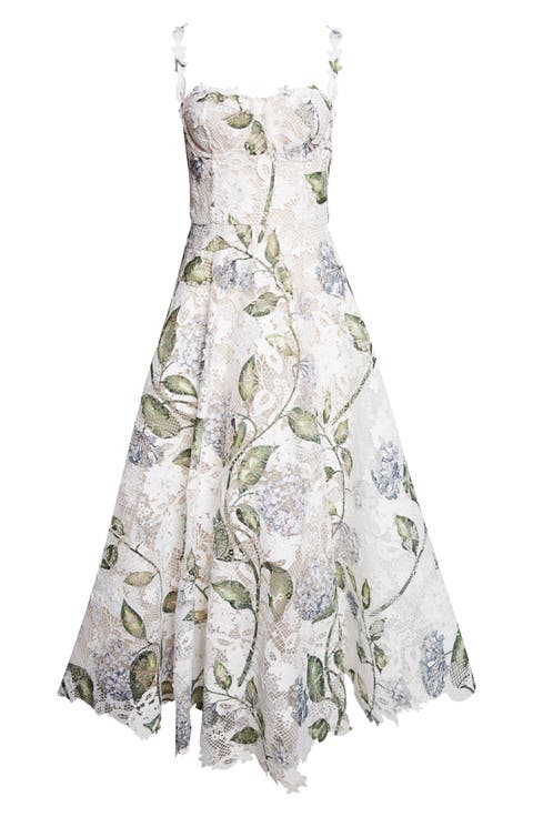 Porcelain Flowers Guipure Lace Gown