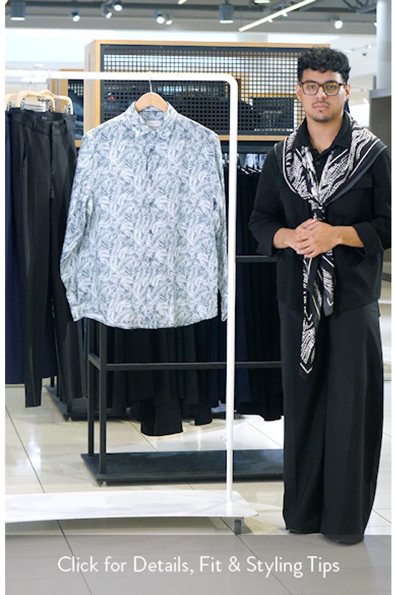 Julian Shaped Fit Palm Leaf Print Linen Button-Up Shirt video