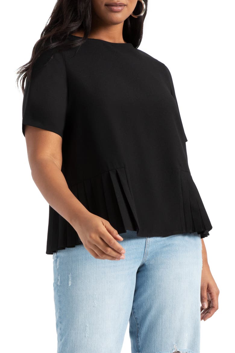Pleated Hem Top, Main, color, TOTALLY BLACK