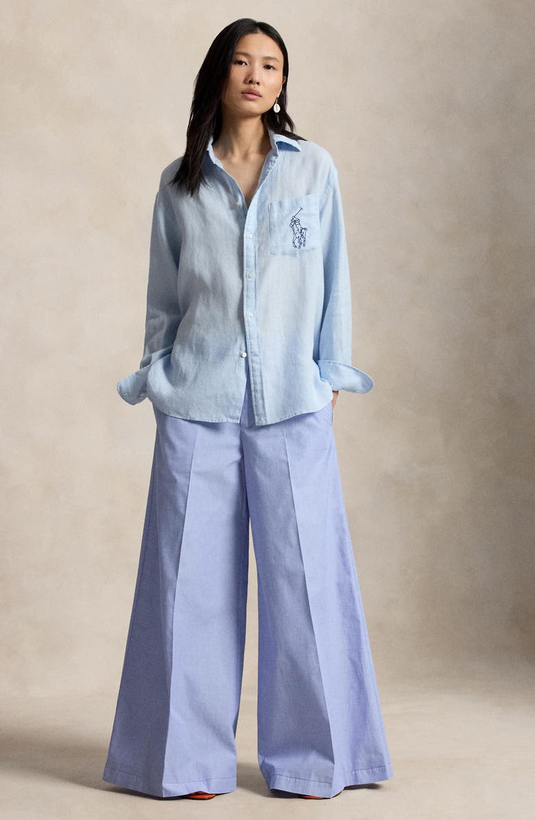 Polo Ralph Lauren Big Pony Oversize Linen Shirt, Alternate, color, Cold Springs