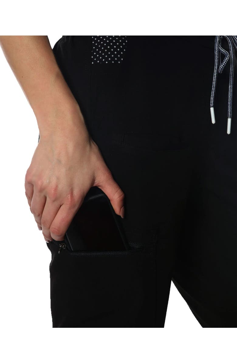 Members Only Reus Open Bottom Scrub Pants For Petite Women, Alternate, color, Black