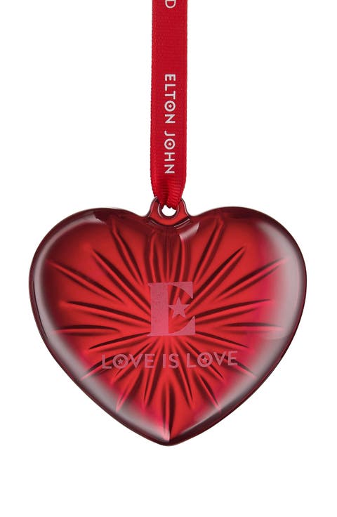 x Elton John AIDS Foundation Red Heart Crystal Ornament