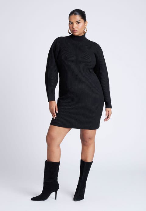 Turtleneck Mini Sweater Dress (Plus Available)