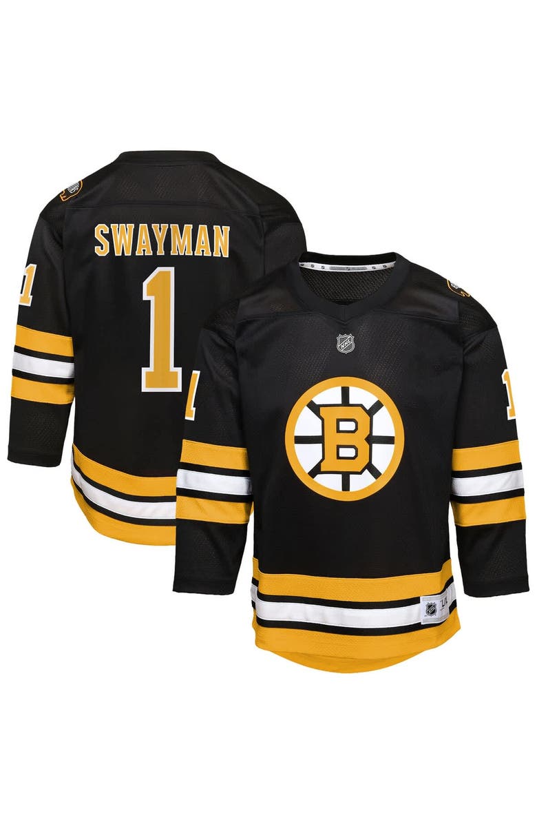 Outerstuff Youth Outerstuff Jeremy Swayman Black Boston Bruins Home Replica Jersey, Main, color, Black