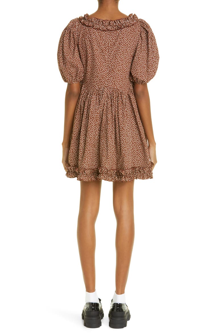 Egret Print Babydoll Dress, Alternate, color, BROWN NANO FLORAL