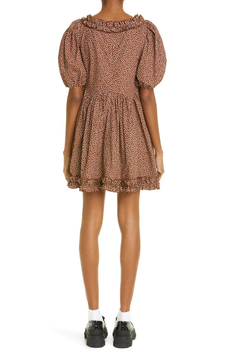 Sandy Liang Egret Print Babydoll Dress, Alternate, color, 