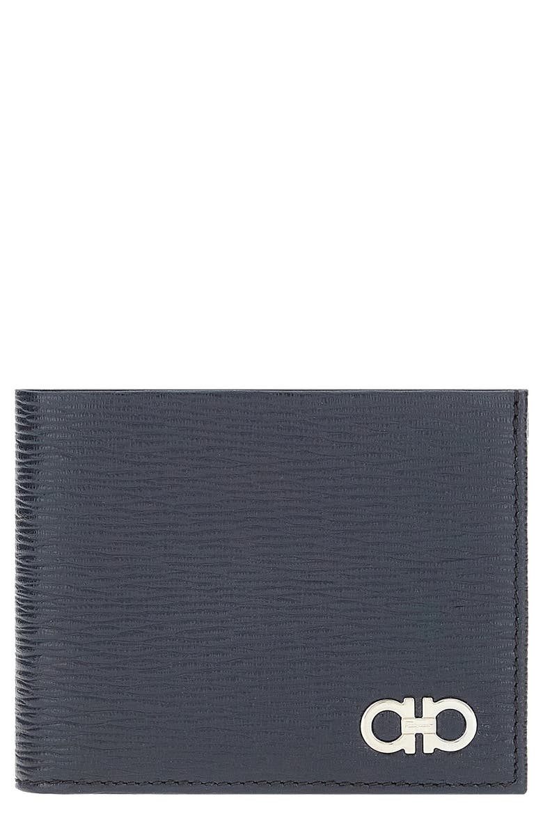 FERRAGAMO Revival Double Gancio Bicolor Wallet, Main, color, Deep Ocean Nero
