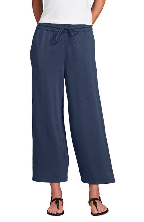 Sport Knit Pull On Drawstring Wide Leg Crop Pants