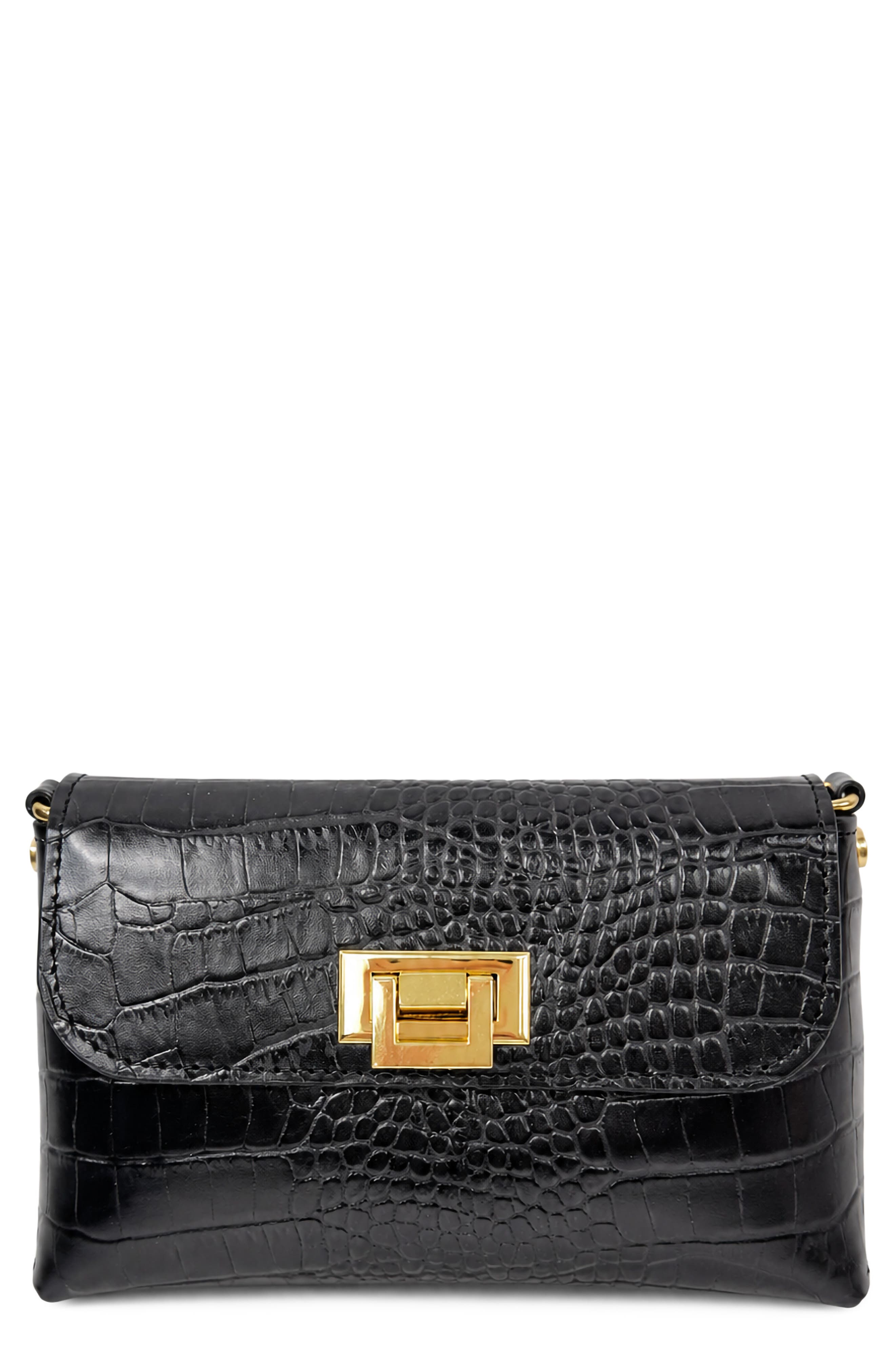 Isabella Croc Embossed Leather Clutch