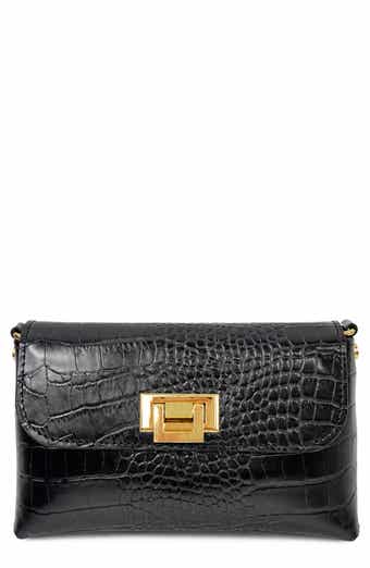 Isabella Croc Embossed Leather Clutch