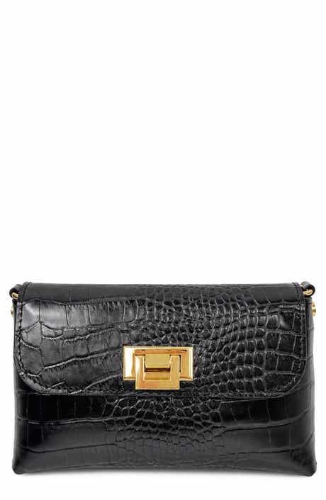 Isabella Croc Embossed Leather Clutch