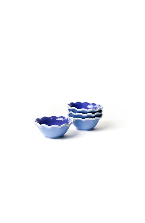 Iris Blue Color Block Ruffle Dipping Bowl Set of 4