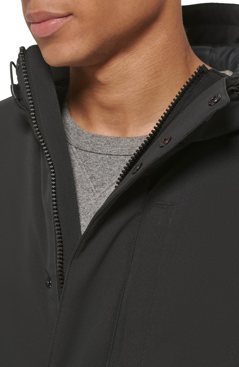 DKNY Stretch Arctic Hooded Jacket, Alternate, color, Black