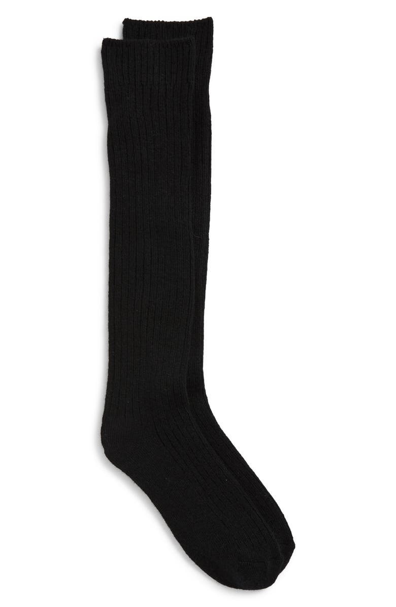 Nordstrom Rib Knee High Socks, Alternate, color, Black