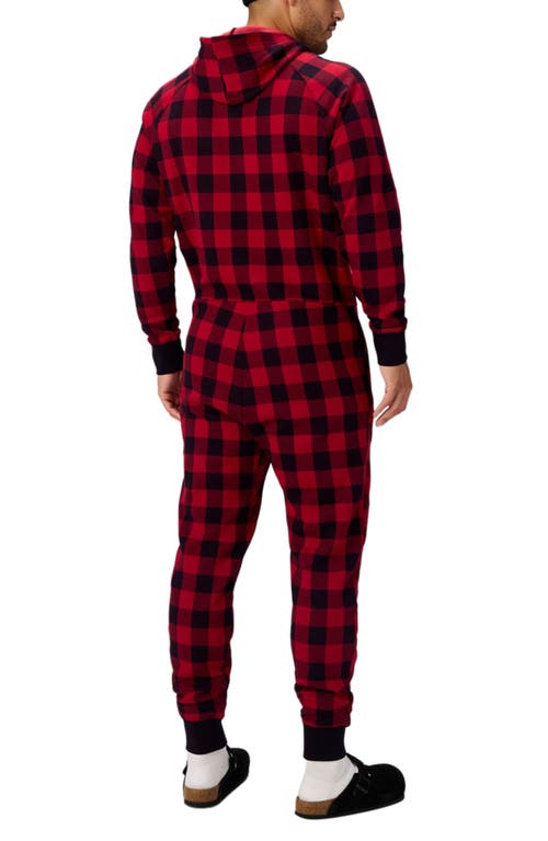 Fabletics The Go-to Fleece Hooded Jumpsuit In Red