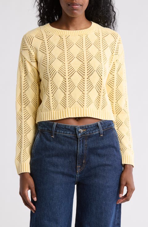 Pointelle Openwork Cotton Sweater